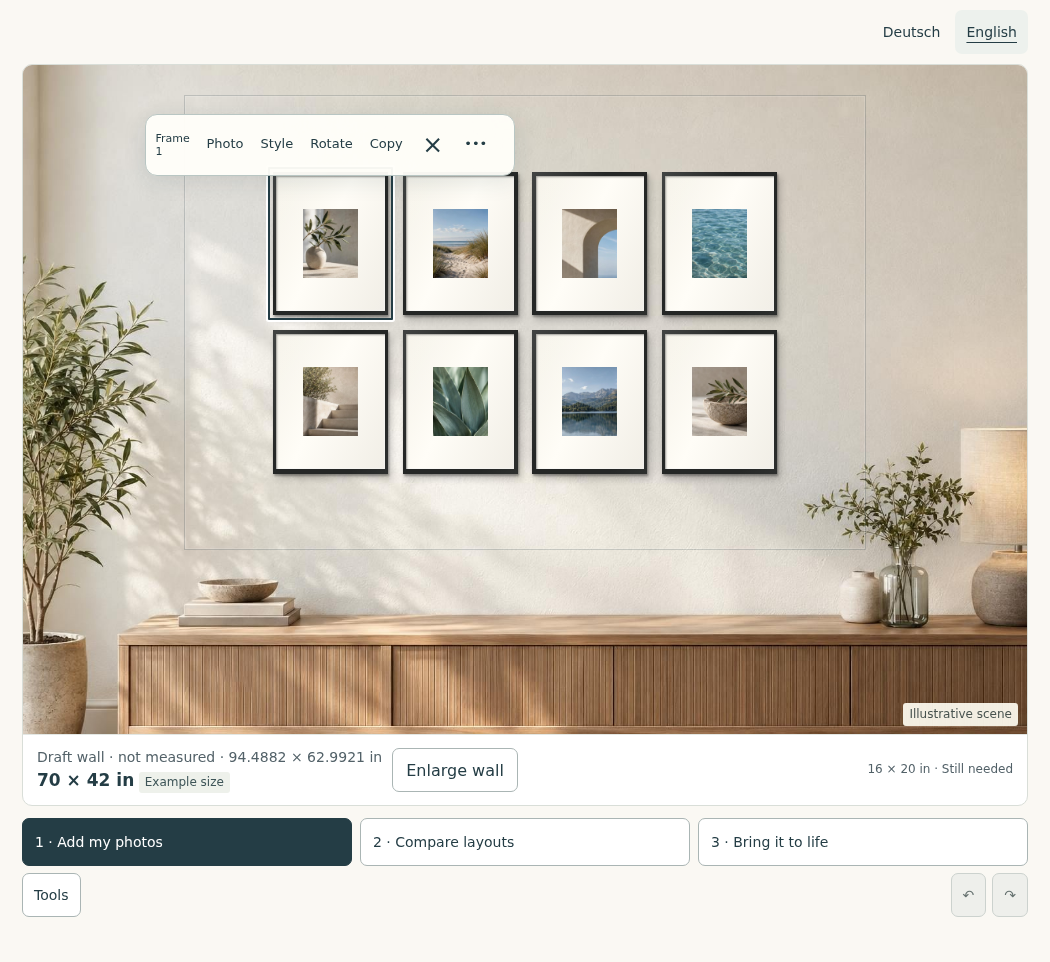 Galeriva Bilderwand-Designer mit acht Rahmen